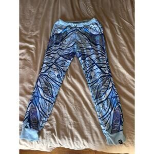 Electro Threads Joggers Blue Abstract Print Elastic Waist Festival Unisex Size L